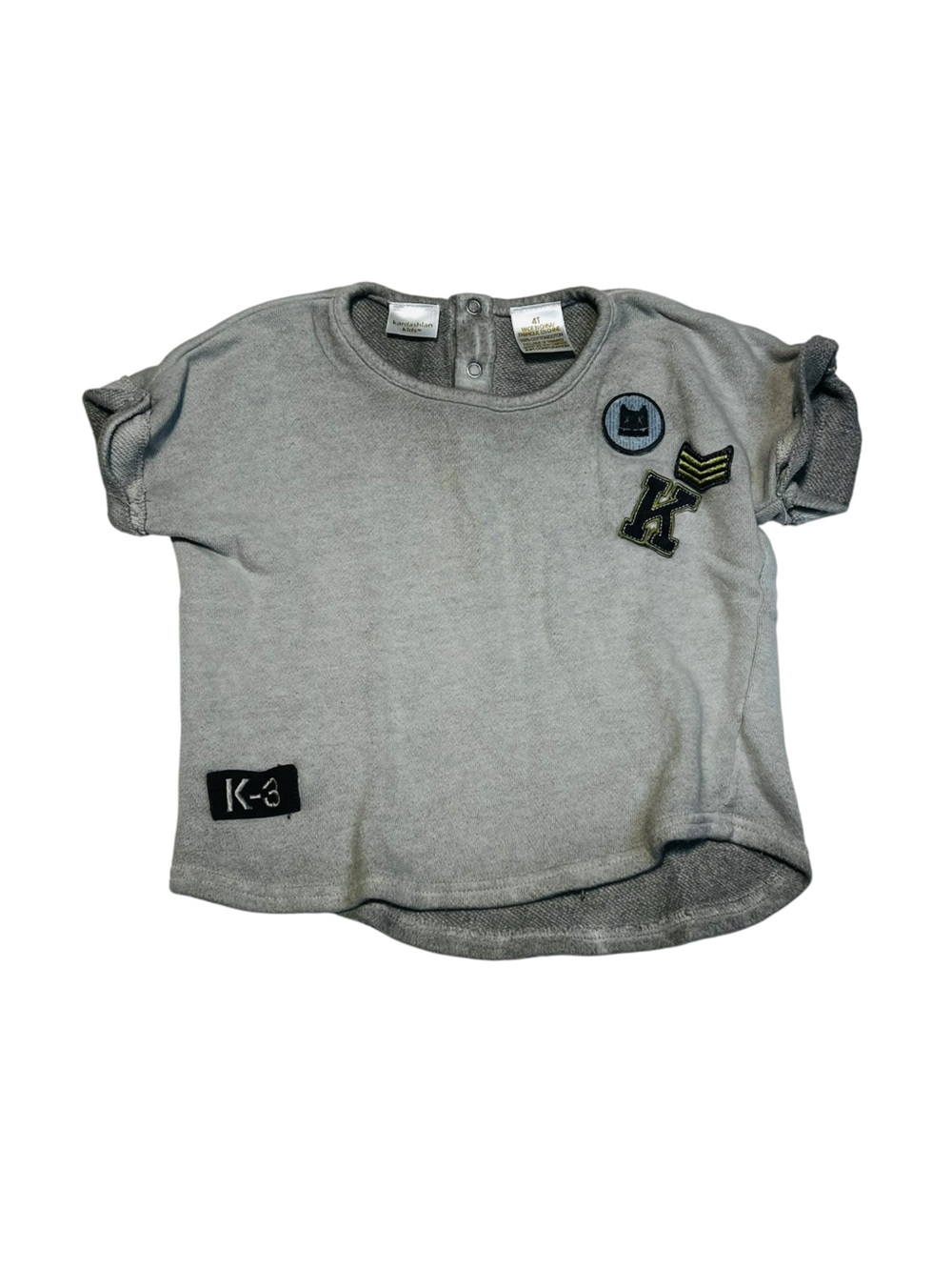 Kardashian Kids Gray Short-Sleeve Sweatshirt with Patches
